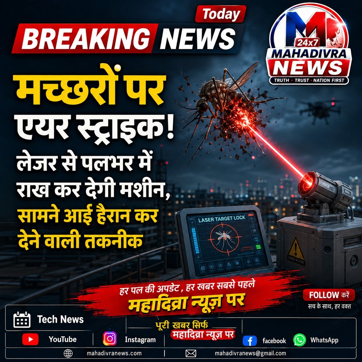 🦟 मच्छरों पर हाईटेक वार! AI और लेजर से मच्छरों को पहचानकर खत्म करने वाली तकनीक चर्चा में
