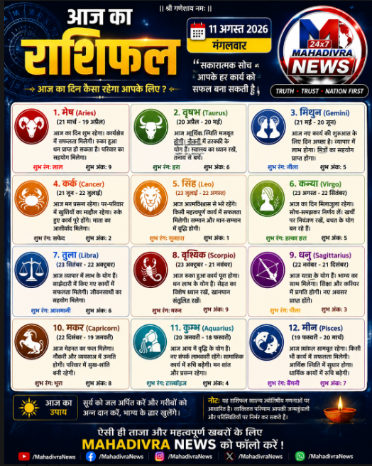 आज का राशिफल | 11 अगस्त 2026, मंगलवार